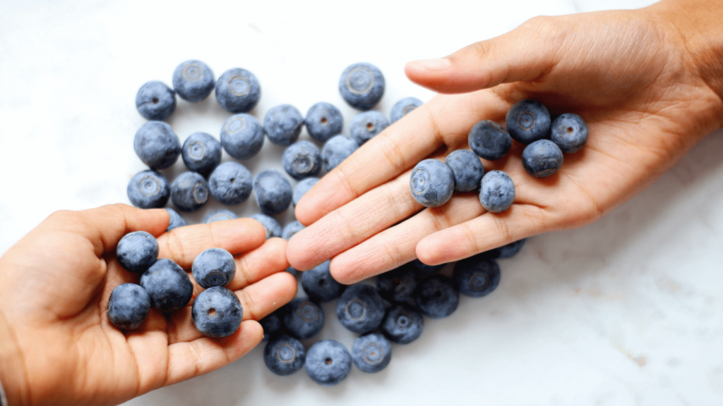 Handflächen mit Blaubeeren